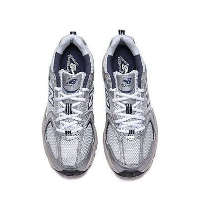 New Balance 530 Silver Metallic with Summer Fog and NB Navy