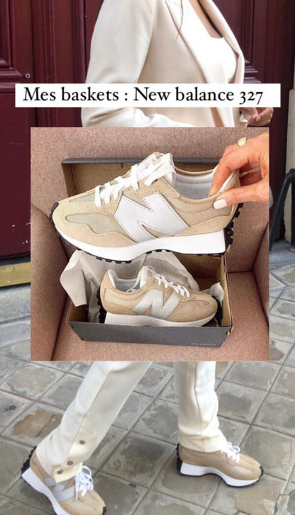 NEW BALANCE 327 WOMENS BEIGE / SILVER TRAINERS